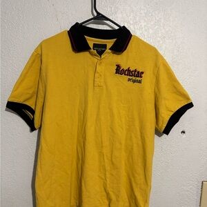 Rockstar Original Men's Yellow Polo with Black Trim